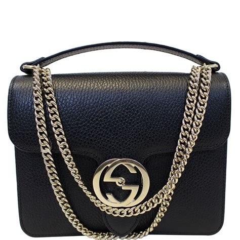 new gucci 510304 gg interlocking leather chain crossbody bag|gucci marmont handbags.